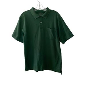 LL Bean Men's Polo Shirt Forest Green Size Medium Regular Short Sleeve Cotton